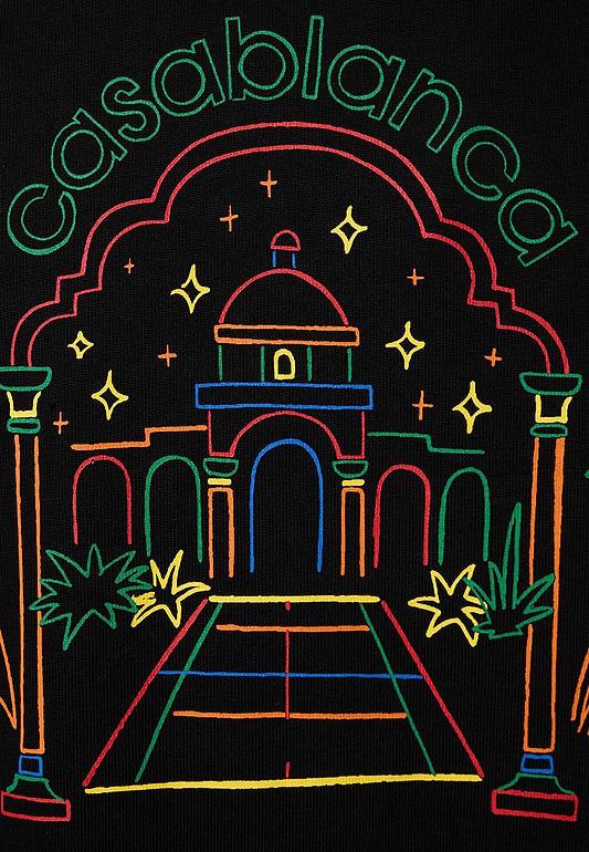 CASABLANCA Rainbow Crayon Temple Screen Printed T-Shirt - Black