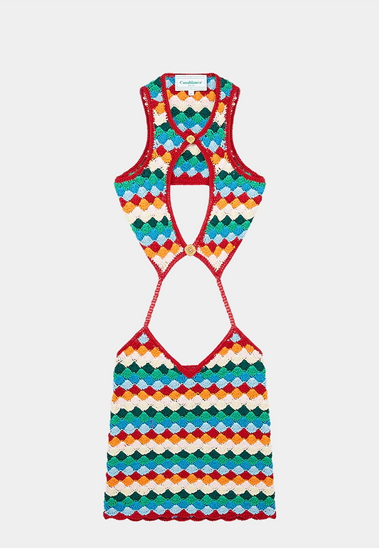 Casablanca Shell Crochet Dress Rainbow Multi