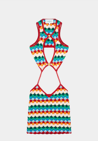 Casablanca Shell Crochet Dress Rainbow Multi