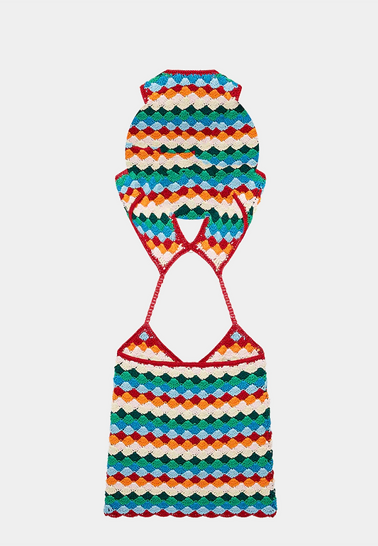 Casablanca Shell Crochet Dress Rainbow Multi