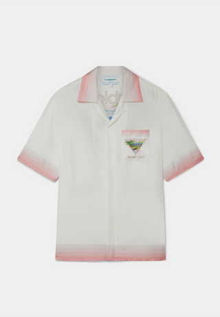 Casablanca Tennis Club Icon Cuban Collar Short Sleeve Shirt White/Pink