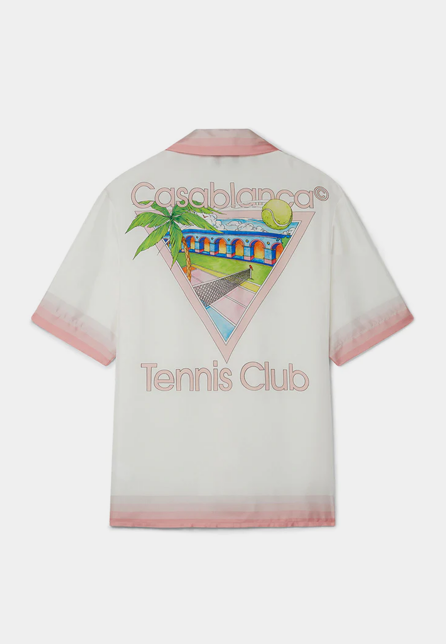 Casablanca Tennis Club Icon Cuban Collar Short Sleeve Shirt White/Pink