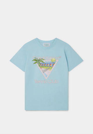 Casablanca Tennis Club Icon Screen Printed T-Shirt Pale Blue