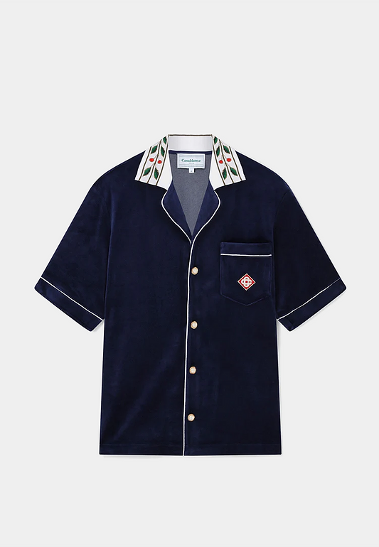Casablanca Men's Velour Laurel Shirt Navy