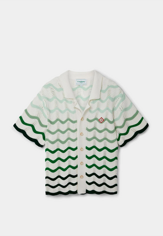 Casablanca Knit Gradient Wave Texture Shirt Green/White