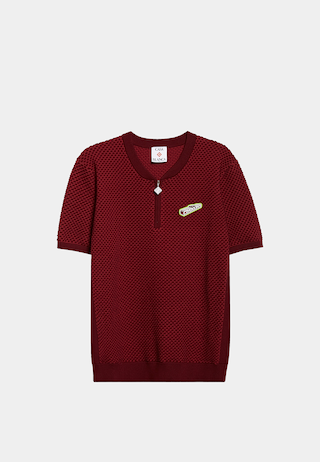 Casablanca Bubble Jacquard Polo Shirt Burgundy