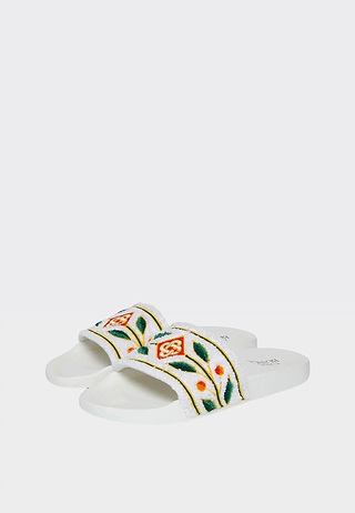 Casablanca Mens Embroidered Terry Slider White