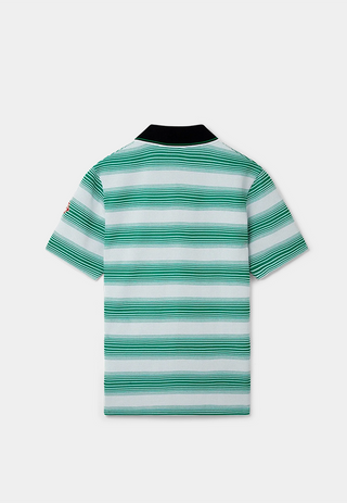 Casablanca Stripe Interlock Polo Green/White