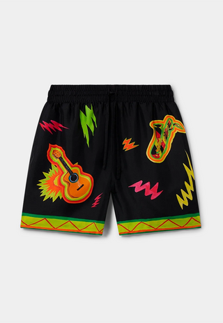 Casablanca Unisex Silk Shorts With Drawstring Music For The People Black