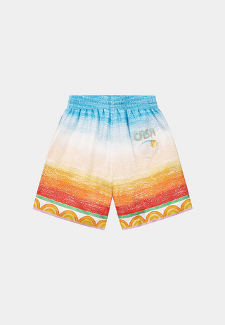 Casablanca Unisex Silk Shorts With Drawstrings Crayon Tennis Player Gradient Multi