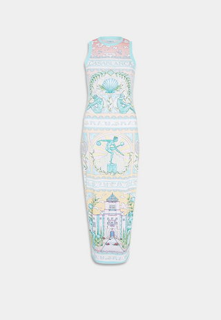 Casablanca Vase Printed Midi Tank Dress Blue /Orange