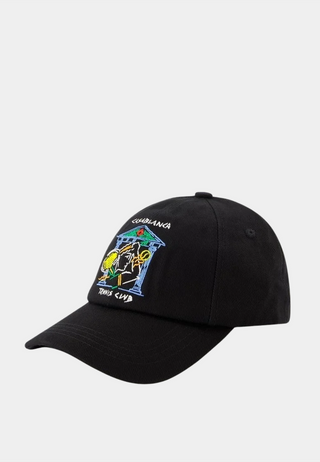Casablanca Crayon Temple Tennis Club Embroidered Cap Black