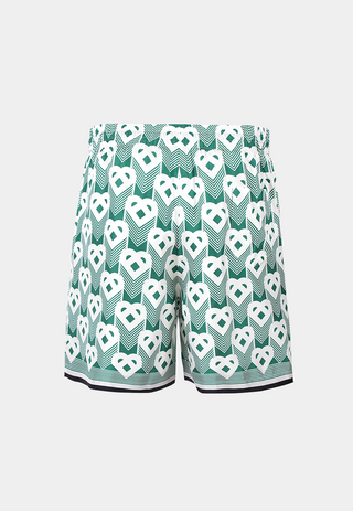 Casablanca Unisex Silk Shorts With Drawstrings Heart Monogram Gradient White/Green