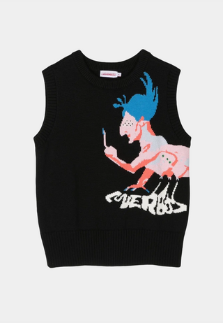 Charles Jeffery Loverboy Graphic Intarsia Vest Black