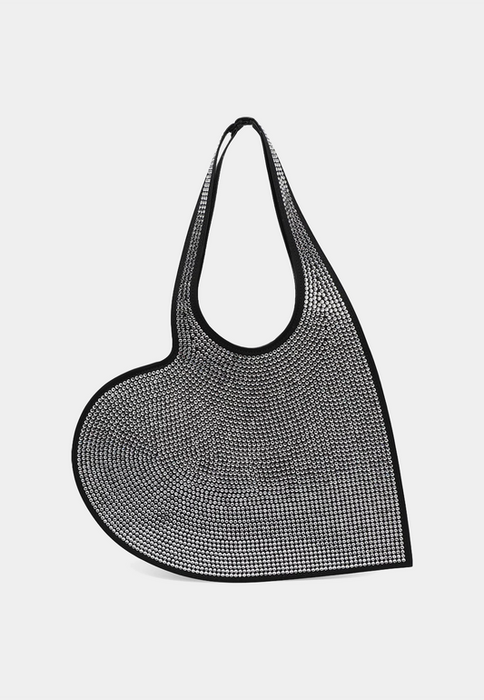 COPERNI Crystal-Embellished Mini Heart Tote Bag - Black