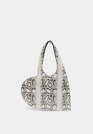 Coperni Snake Print Mini Heart Tote Bag White-Grey