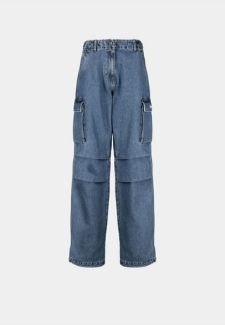 Coperni Woven Denim Wide Leg
Cargo Pants Washed Blue