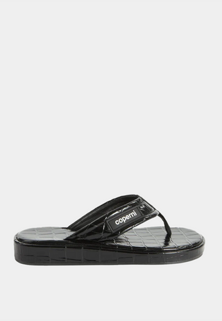 Coperni Croco Skinny Strap Logo Sandals Black