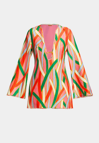 Cult Gaia Aniya Vintage Stripe Print Dress Multi
