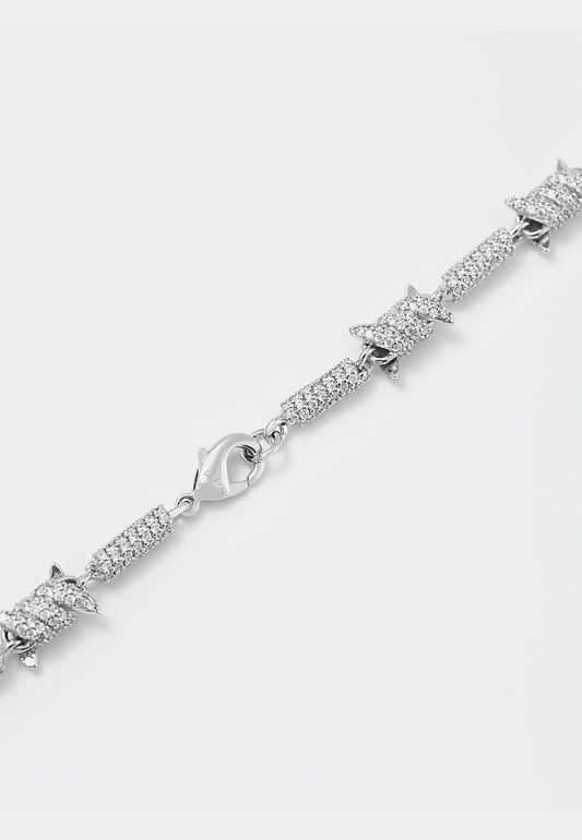 Darkai Barbwire Pave Bracelet Silver Crystals