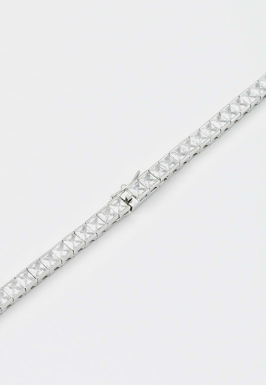 Darkai White Tennis Bracelet Silver Crystals Stones