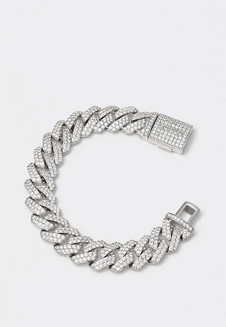 Darkai White Prong Pavé Bracelet Sliver Crystals