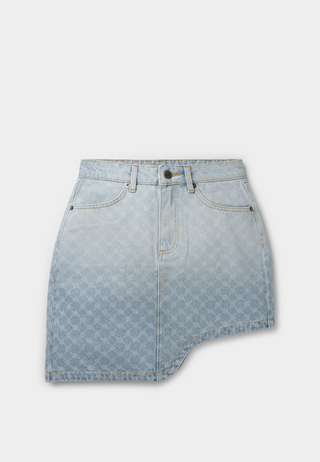 Daily Paper Zella Monogram Denim Skirt Mid Blue