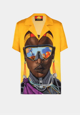 Balmain Balmain/Lion King-Face Satin Pyjma Shirt -
Other Ss Shirt Multicolor