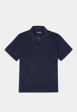 Frescobol Faustino Terry Cotton Blend Polo S/ Navy-Blue