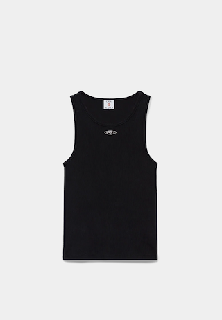 Casablanca Faded Ribbed Tank Top Black