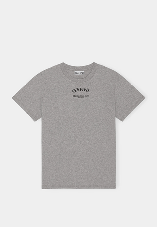 Ganni Thin Jersey Relaxed O-neck T-shirt 921 - Paloma Melange