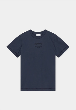 Ganni Thin Jersey Relaxed O-neck T-shirt 683 - Sky Captain