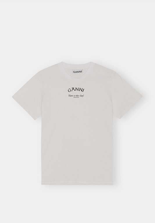 Ganni Thin Jersey Relaxed O-neck T-shirt 151 - Bright White