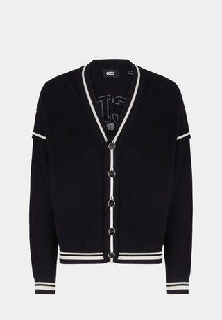 Gcds Logo Knit Cardigan Black