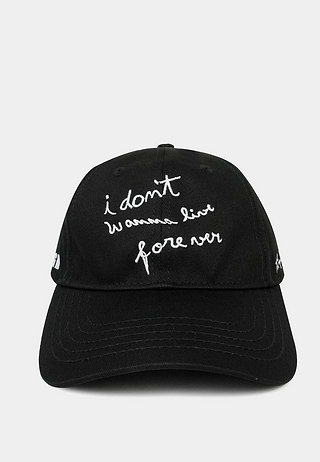 Msgm Gabardine "I Don'T Wanna Live Forever" Baseball Cap Black