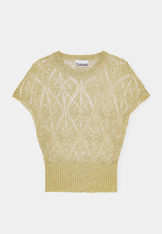 Ganni Metallic Top Gold