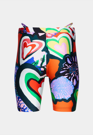 Area Heart Printed Biker Short Multi