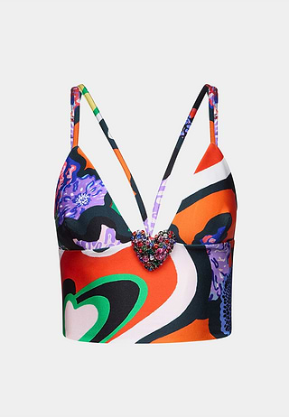 Area Heart Printed Bustier Top Multi