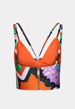 Area Heart Printed Bustier Top Multi