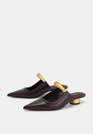 JW PEI Helena Pierced Mules Claret Red