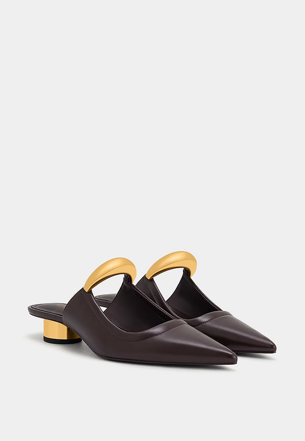 JW PEI Helena Pierced Mules Claret Red