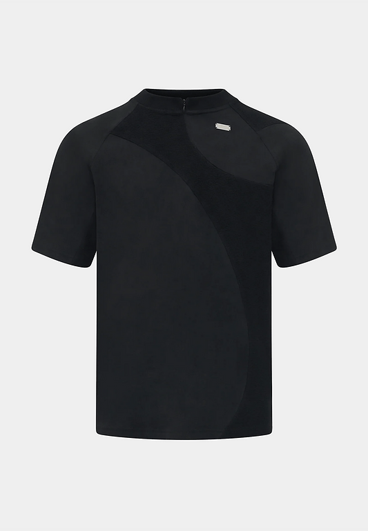 Heliot Emil Contrast Fabric Tshirt Black