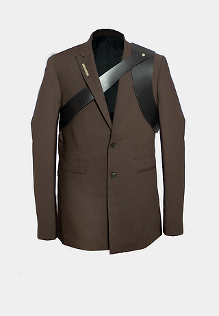 Heliot Emil Rig Tailored Blazer Dark Chocolate Brown