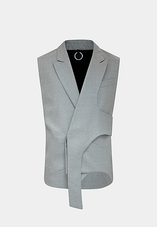 HELIOT EMIL Asymmetric Sleeveless Blazer - Light Grey