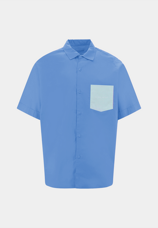 IH NOM UH NIT Shirt Short Sleeve In Popeline With Pharrell Quote Printed On Back - Sky Blue