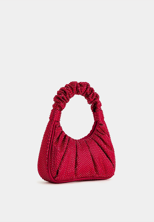 Jw Pei Gabbi Artificial Crystal Medium Ruched Hobo Handbag - Red