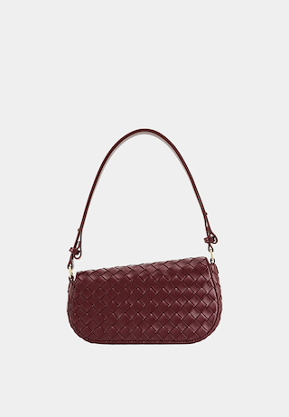 JW Pei Addisyn Weave Texture Shoulder Bag Burgundy