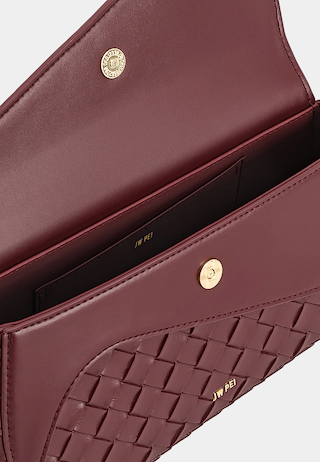 JW Pei Addisyn Weave Texture Shoulder Bag Burgundy
