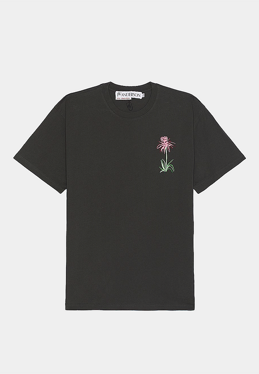 Jw Anderson Pol Thistle Embroidery T-Shirt Charcoal