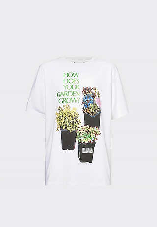 Jw Anderson Flower Pot Print Oversized T-Shirt White